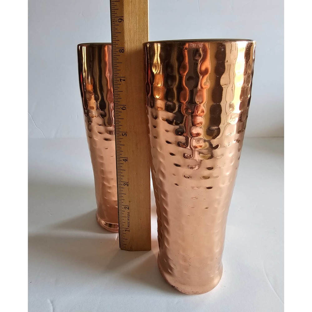 Hammered COPPER Beer Tall Skinny Tumbler set of 3 - Picture 3 of 7